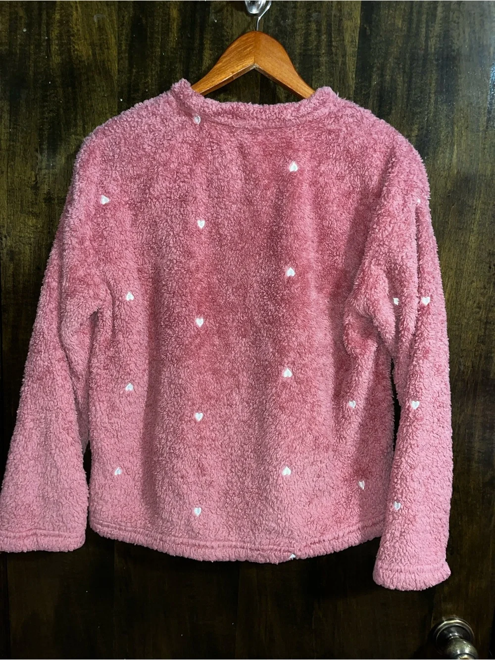 Joyspun Dark Blush Pink Sherpa Heart Matching Loungewear Set